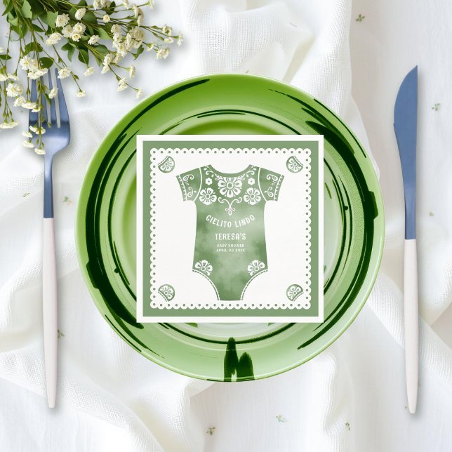 Servilleta De Papel Cielito Lindo sage traje de cuerpo verde para bebé (Subido por el creador)
