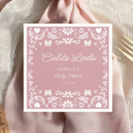 Servilleta De Papel Cielito Lindo Talavera Baby Shower rosado mexicano