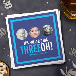 Servilleta De Papel Cielo azul marino 30th Three OH! foto cumpleaños