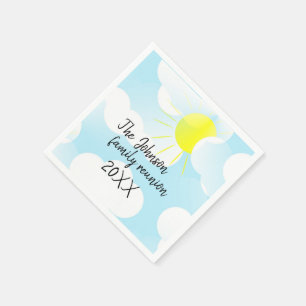 Servilleta De Papel Cielo azul soleado de verano con nubes Reunión fam