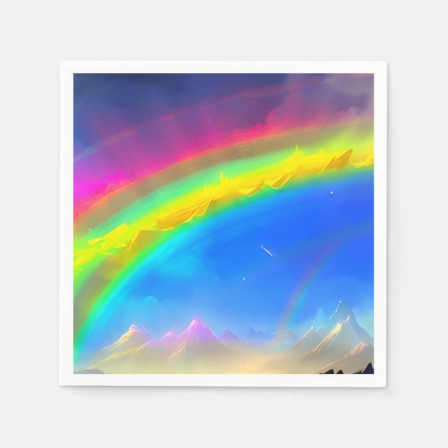 Servilleta De Papel Cielo brillante de arco iris (Anverso)