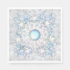 Servilleta De Papel Cielo de encaje cerámico azul y copo de nieve