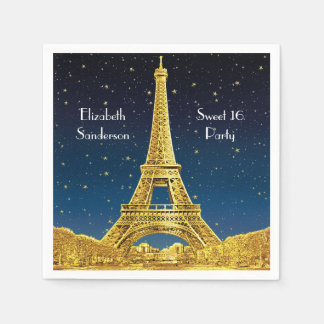 Servilleta De Papel Cielo dorado de París #2 Estrella azul dulce 16 SQ