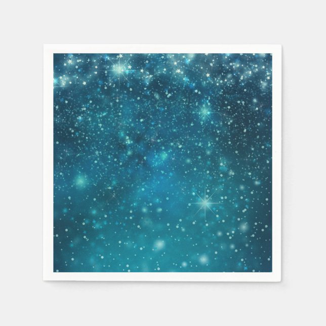 Servilleta De Papel Cielo Estrellado Espacial Cósmico Azul (Anverso)
