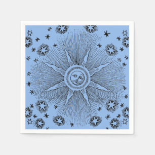 Servilleta De Papel Cielo Nocturno Antiguo Estrellas Sol Medieval Zodi