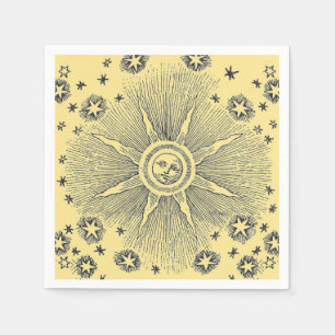 Servilleta De Papel Cielo Nocturno Antiguo Estrellas Sol Zodiaco Medie