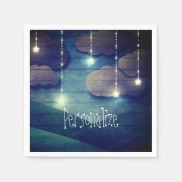 Servilleta De Papel Cielo nocturno estrella brillante de color azul rú