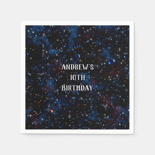 Servilleta De Papel Cielo nocturno estrellado con planetas (Anverso)