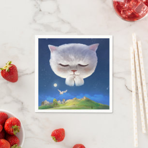 Servilleta De Papel Cielo nocturno soñado con gato