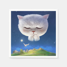 Servilleta De Papel Cielo nocturno soñado con gato