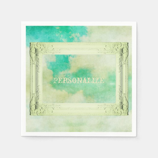 Servilleta De Papel Cielo pintado de cuadros victorianos con elegante  (Anverso)