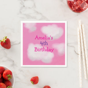 Servilleta De Papel Cielo rosa y nubes esponjosas Cumpleaños