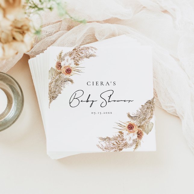 Servilleta De Papel CIERA Bohemian Terracotta Pampas Baby Shower (Subido por el creador)