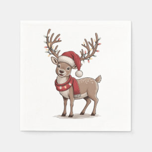 Servilleta De Papel Ciervo Animal Navidad Ciervo Sombrero Santa Navida