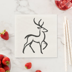 Servilleta De Papel Ciervo Minimalista – Diseño de Vida Silvestre con