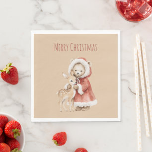 Servilleta De Papel Ciervo Oso Mejores Amigos Por Siempre Navidad