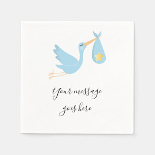 Servilleta De Papel Cigüeña de entrega especial azul para baby shower