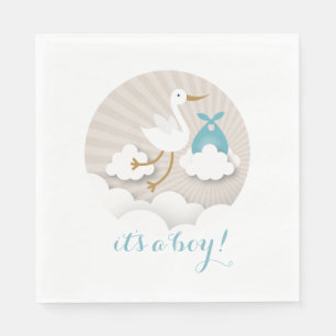 Servilleta De Papel Cigüeña + Servilletas de Baby Shower del muchach