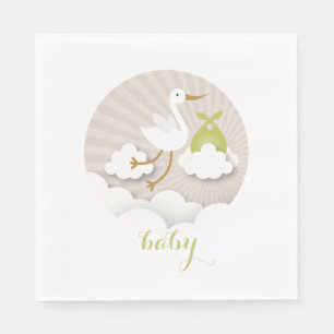Servilleta De Papel Cigüeña + Servilletas verdes neutrales de Baby