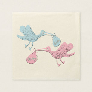 Servilleta De Papel Cigüeñas rosadas azules