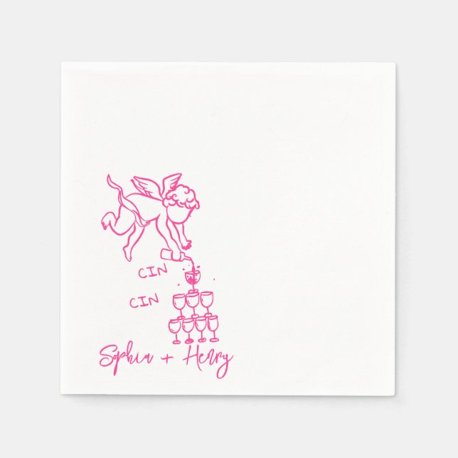 Servilleta De Papel Cin Cin Cherub Boda De Icono Cupido Dibujado A Man (Anverso)
