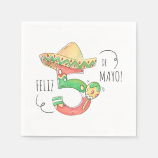 Servilleta De Papel Cinco de Mayo #5 en Sombrero, Maracas