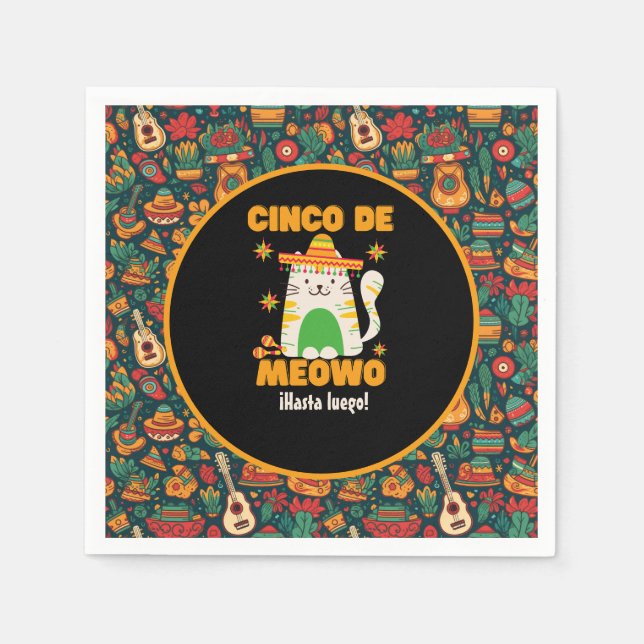 Servilleta De Papel Cinco De Mayo - Gato lindo (Anverso)