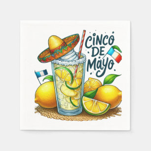 Servilleta De Papel Cinco de Mayo Gorra mexicana, lemones, limas