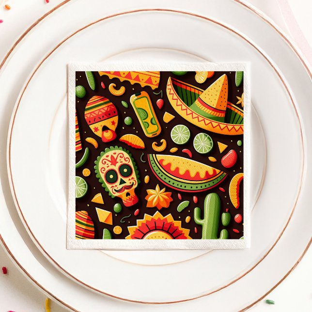 Servilleta De Papel Cinco de Mayo. Patrón personalizado brillante mexi (Subido por el creador)