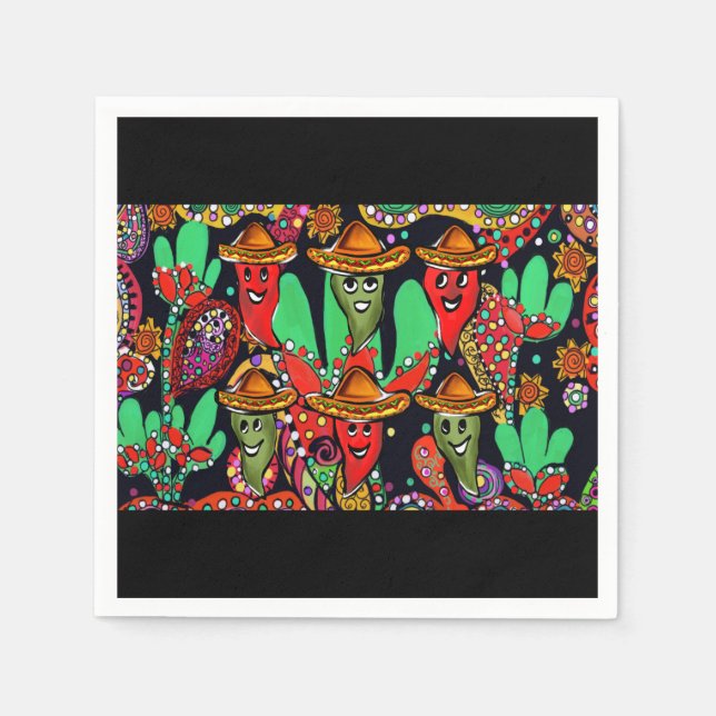 Servilleta De Papel Cinco de Mayo Peppers (Anverso)