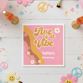 Servilleta De Papel Cinco es un cumpleaños de vida, groovy retro