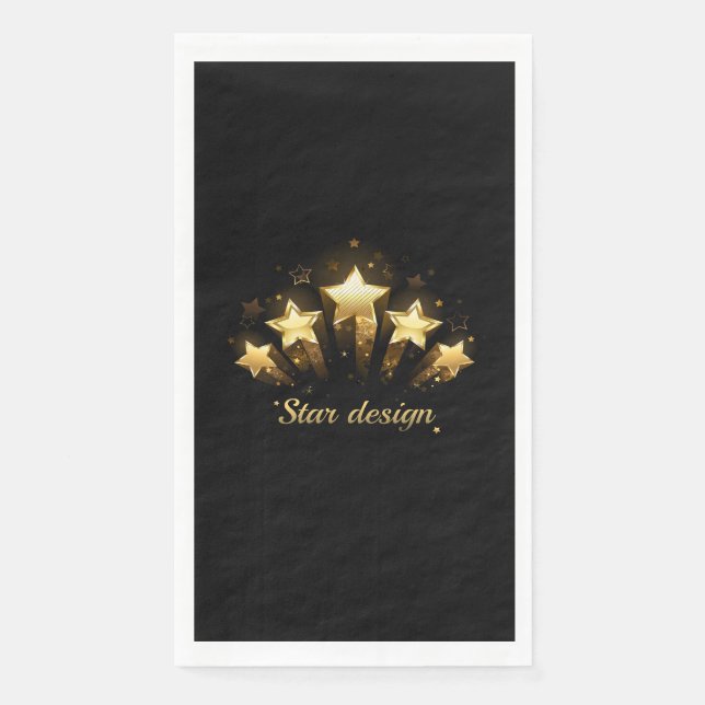Servilleta De Papel Cinco estrellas de oro en negro (Anverso)