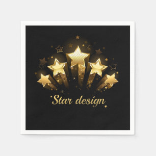 Servilleta De Papel Cinco estrellas de oro en negro