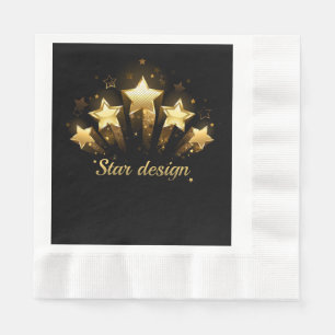 Servilleta De Papel Cinco estrellas de oro sobre negro