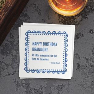 Servilleta De Papel Cincuenta Cumpleaños Feliz Cita Literaria George O