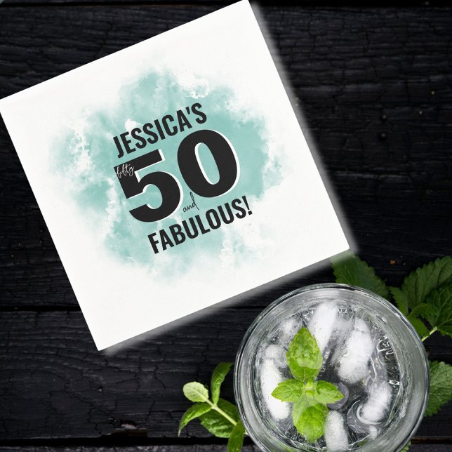 Servilleta De Papel Cincuenta Fabulosos 50 Cumpleaños (Watercolor Fifty Fabulous 50th Birthday Napkins)