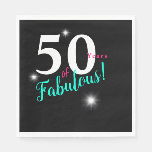 Servilleta De Papel Cincuenta y fabuloso, blanco, verde azulado, rosa 