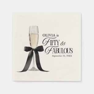 Servilleta De Papel Cincuenta y Fabuloso Chic Copa de Champán Cumpleañ