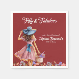 Servilleta De Papel Cincuenta y fabuloso cumpleaños 50 de una mujer el