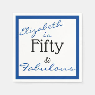 Servilleta De Papel Cincuenta y fabuloso cumpleaños azul   Personaliza
