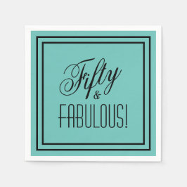 Servilleta De Papel ¡Cincuenta y FABULOSO! Cumpleaños Verde azulado y