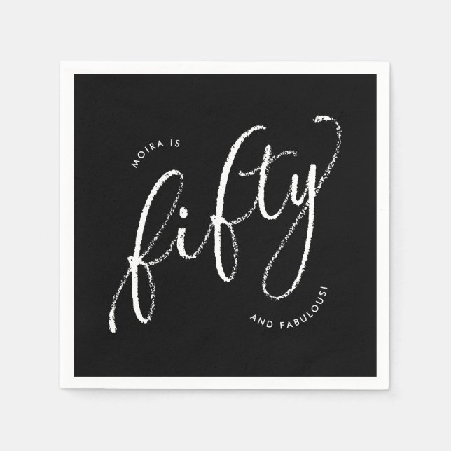 Servilleta De Papel Cincuenta y fabuloso negro moderno 50 cumpleaños (Anverso)