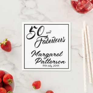 Servilleta De Papel Cincuenta y Fabuloso Nombre Fecha 50 Cumpleaños