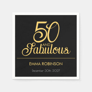 Servilleta De Papel Cincuenta y Fabuloso Nombre Fecha Cumpleaños 50