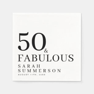 Servilleta De Papel Cincuenta y Fabuloso Nombre Fecha Cumpleaños 50
