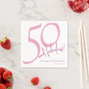 Servilleta De Papel Cincuenta y Fabuloso Nombre Fecha Cumpleaños 50