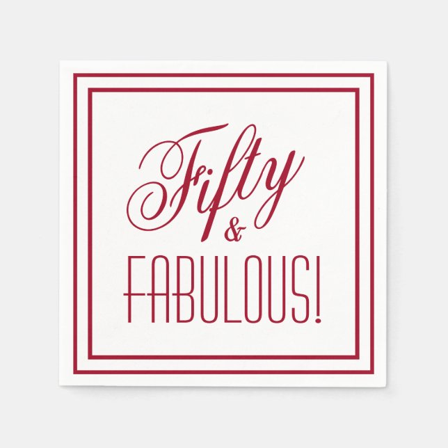 Servilleta De Papel ¡Cincuenta y FABULOSO! Papel de cumpleaños número  (Anverso)