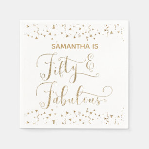Servilleta De Papel Cincuenta y fabuloso Purpurina de oro y Confetti B