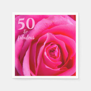 Servilleta De Papel Cincuenta y fabuloso Rosa rosa 50 cumpleaños