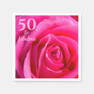 Servilleta De Papel Cincuenta y fabuloso | Rosa rosa 50 cumpleaños